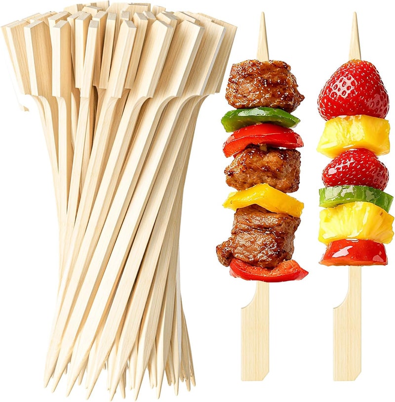 BWCXR 200PCS Flat Bamboo Skewers 6 Inch – Appetizer and BBQ Picks for Grilling, Cocktail Garnish, Fruit, Meat, Cheese, Snacks, Kabob Sticks for Party and Catering - Image 1